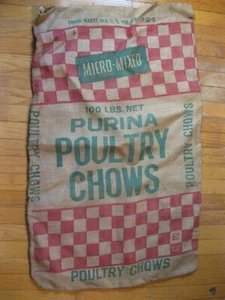 ANTIQUE VINTAGE PURINA MICRO-MIXED POULTRY CHOWS  24 x 38 INCHES - Picture 1 of 2