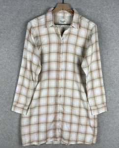 Abercrombie Fitch Dress Women Medium Beige Plaid Lightweight Flannel Boho - Picture 1 of 9