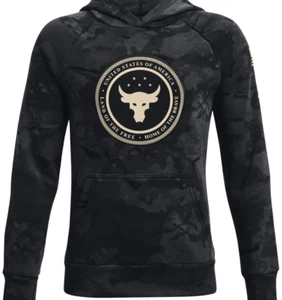 Under Armour Project Rock Boys Vet Day Hoodie Black Sz LG Youth 13668886-001 NEW - Picture 1 of 6