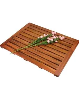 OMVEX (24"x18") Teak Wood Bath Mat, Shower Mats for Bathroom, Square Large - Picture 1 of 8