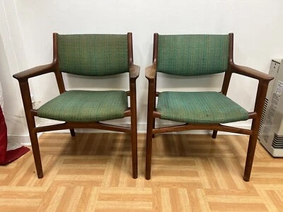 Hans Wegner Jh-515 Teak Armchair Pair for Johannes Hansen mid century modern set - Image 1 of 4