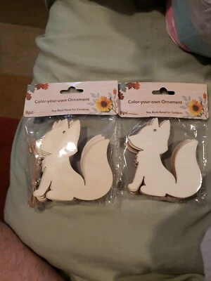 Cuadrado de artesano - Colorea tu propio adorno - FOX - Formas de madera - LOTE DE 2 16 PIEZAS Foto 1 de 2