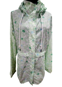 Columbia Women Horseshoe Lane Green Floral Windbreaker Rain Hooded Jacket M - Picture 1 of 7