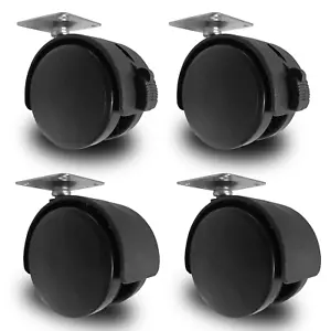 4x Swivel Plated Wheels Castors PVC Chair Table Replacement 50x17mm 160KG (R6) - Picture 1 of 7