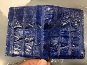 Blue Mens Original Alligator Leather Vertical Bifold Wallet Anti Scan Giftbox