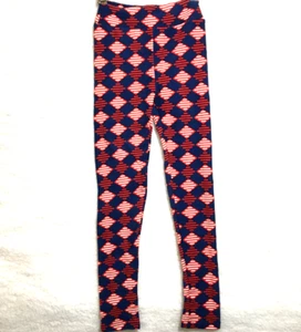 LuLaRoe leggings kids L/XL (sz 7-10) Patriotic red white stripes on dk blue NEW - Picture 1 of 4