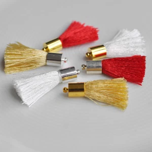 2 St. / Seidige Quasten Tassel mit Kappen für Schmuckherstellung und Dekoration - Bild 1 von 6