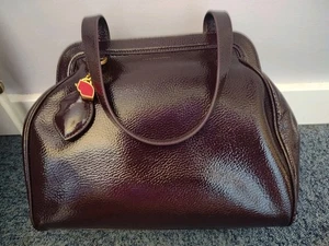 Lulu Guinness Crinkle Patent Aubergine Paula Bag Vgc - Picture 1 of 17