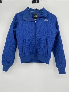 THE NORTH FACE QUILTED WOMENS Blue BOMBER JACKET Full Zip Size M - Picture 1 of 6
