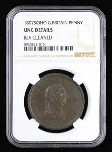 1807 SOHO Great Britain English England Copper Penny NGC UNC Details - Picture 1 of 4
