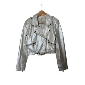 NWT Cami NYC Kali Lamb Leather Moto Jacket Pearl S - Picture 1 of 6