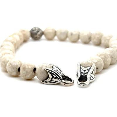 "Brazalete DAVID YURMAN 925 para hombre 8 mm Riverstone con cuentas espirituales onduladas 8,5""" Foto 1 de 4