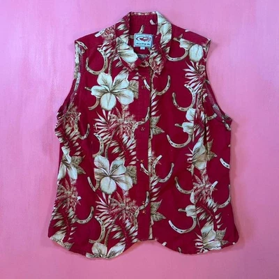 Blusa ocidental vintage anos 2000 roper pérola snap top feminina roper western sem mangas - Imagem 1 de 4