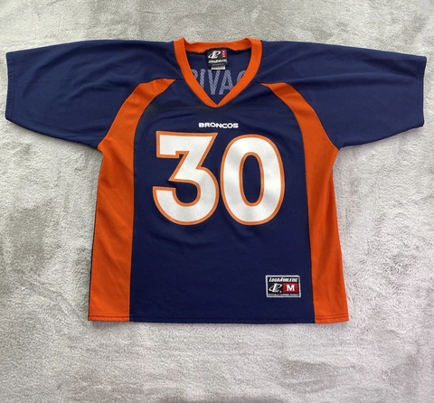 Vintage Denver Broncos Jersey Mens Medium Blue Terrell Davis 90s Logo Athletic Cover