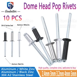 Pop Rivets Dome Head Open End Blind Aluminum / A2 Stainless Steel 2.4 mm - 5 mm - Picture 1 of 41
