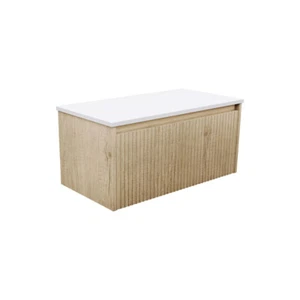 Fienza Alina Fluted 900 Wall-Hung Cabinet Bathroom Vanity Scandi Oak 90RS-C - Picture 1 of 2