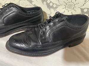 Stafford Executive Shoes Mens 9 D Oxford Wingtip Brogue 542307 BLACK Leather - Picture 1 of 10