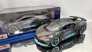NEW 1:18 BUGATTI DIVO MATTE BLACK w/BLUE DIECAST MODEL CAR COLLECTIBLE BURAGO - Picture 1 of 16