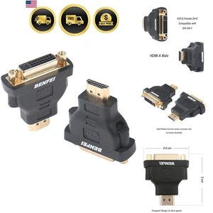 Gold-Plated HDMI to DVI Adapter Pack - Bi-Directional 2 Count for High Res Video - Picture 1 of 6