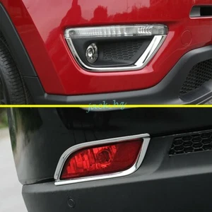 Adornos de cubierta de luz antiniebla delantera + trasera para accesorios cromados Jeep Compass 2017-2021 - Imagen 1 de 9