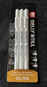 SAKURA 05/08/10 Gel Pen - Bright White Ink - Blister Pack of 3 - Picture 1 of 2