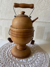 Unusual Treen Kettle on Stand With Storage Area