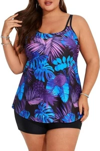 Hanna Nikole Damen Bauch Kontrolle Tankini Übergröße Zweiteiler Badeanzug High Waist - Bild 1 von 5