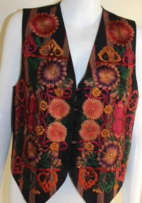 Chaleco Floral Folclórico Bordado Tejido a Mano Rico Guatemalteco Conexión Peruviana Talla L  Foto 1 de 4