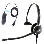 Plantronics compatible Noise Cancel Monaural Headset with USB Adapter for Office