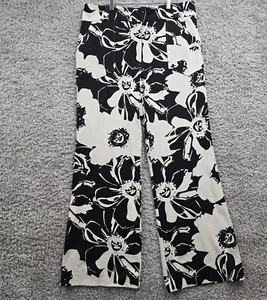 LulaRoe Emery Pants Womens XL Black White Floral Wide Leg Stretch Boho Hippie - Picture 1 of 15