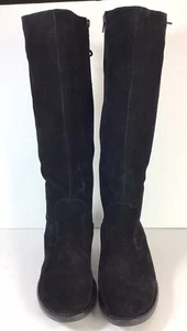 Botas altas redondas de gamuza negras Born de encaje con cremallera y encaje talla 8M - Imagen 1 de 12