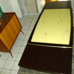 COUCH-WOHNZIMMERTISCH, AUSZIEHBAR, HÖHENVERSTELLBAR, GLASPLATTE 50/60er JAHRE - Bild 1 von 24