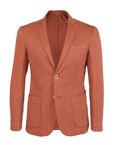 NWT EZZELINO SPORT COAT jacket blazer hopsak cotton rust luxury Italy 48