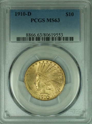 1910-D Indian $10 Eagle PCGS MS 63 Cover