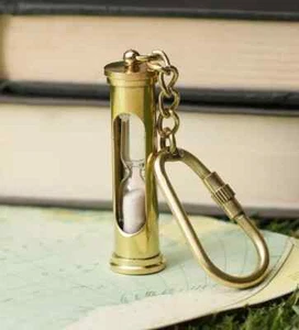 Timer Keychain Antique Gold Nautical Hourglass Sand Functional & Stylish Gifts. - Picture 1 of 5