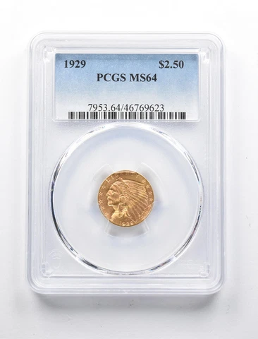MS64 1929 $2.50 Indian Head Gold Quarter Eagle PCGS *1357 Cover