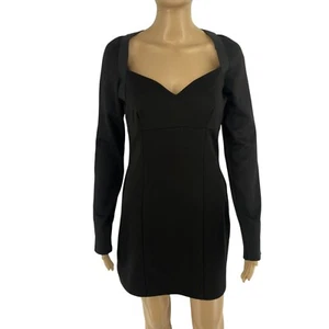 DEREON Women Black Long Sleeves Sweetheart Open Back Dress Size L - Picture 1 of 9