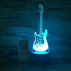 LED Schreibtischlampe Touch 3D Gitarrenform Nachtlicht 7 Farben Home Decor änder - Bild 1 von 8