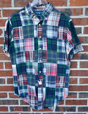 Ralph Lauren Men's Medium Patchwork Madras Classic Fit Button Down Shirt Multi - Image 1 of 4