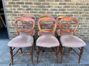 Antique Set of Six (6) Victorian Balloon Back Dining Chairs - Picture 1 of 14