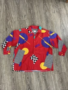 Camicia vintage anni 80 Esprit Sport postmoderna colletto ad anello stile Sottsass Memphis taglia L - Foto 1 di 6