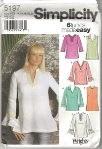 Pattern Women Simplicity Sewing Misses' Tunics Size 14-22 VINTAGE NEW - Picture 1 of 2