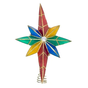 Elegant 10-Light Capiz Star Treetop with Rhinestone Gem for Christmas Trees - Picture 1 of 9