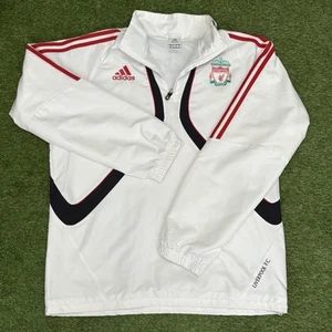 Liverpool FC Adidas Jacket EPL Carlsberg White Splash Raincoat Size M Soccer - Picture 1 of 10