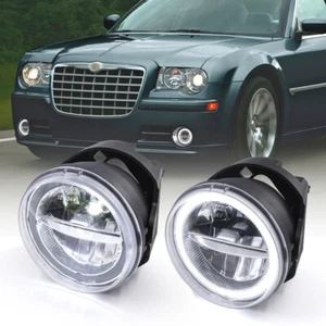 Lente transparente LED blanco luz de conducción antiniebla anillo halo DRL para Chrysler 300 2005-2010 - Imagen 1 de 7