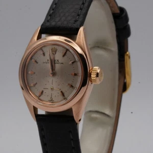 Rolex Oyster Perpetual Ladies Watch 26mm 18K 750 Gold 6504 Vintage Small Second - Picture 1 of 8