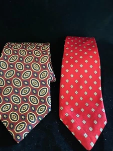 80er 90er Seidenkrawatten TRADITIONALBRIAR handgefertigt für Dillard rot/marine/grün/burgund - Bild 1 von 5