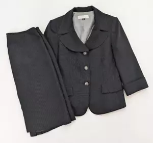 Tahari Women's Skirt Suit Size 10 Black Pinstripe 3/4 Sleeve Business Career - Picture 1 of 21