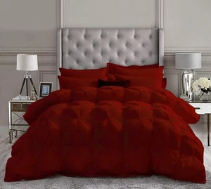 3 PC Pinch Pleated Comforter 800 TC 500 GSM 100% Egyptian Cotton King Burgundy - Picture 1 of 6