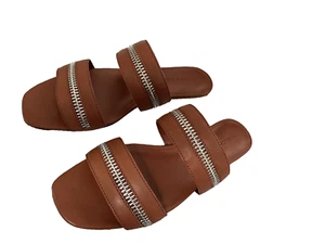 NUEVO Mules de cuero con cremallera Rebecca Minkoff Marciann cuero marrón ~ 6,5 M. RET$ 128 - Imagen 1 de 4